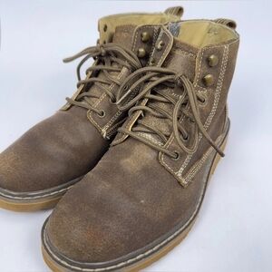 Skechers Mens 10 Lace Up Leather Boots Side Zip Distressed  Chukka Brown #63947